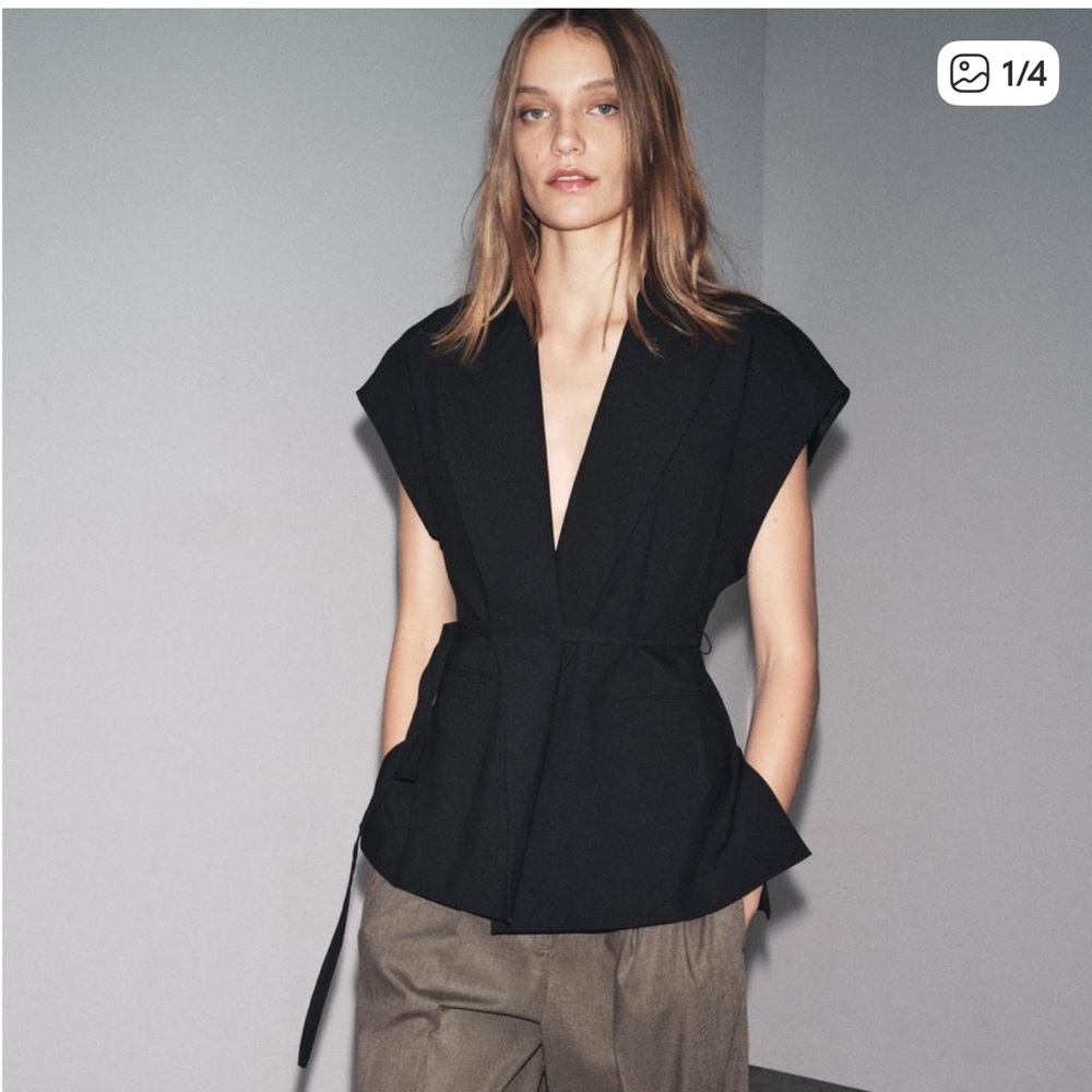 NWT Zara belted vest or crossover over blouse - Picture 6 of 6